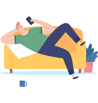 Person Laying on Couch Using Phone