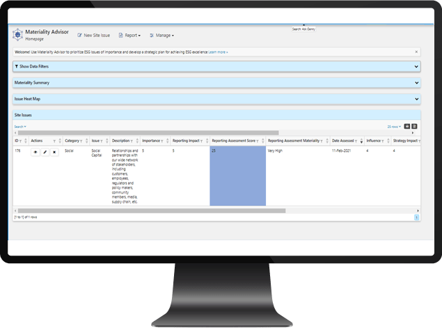 Materiality Advisor Screenshot