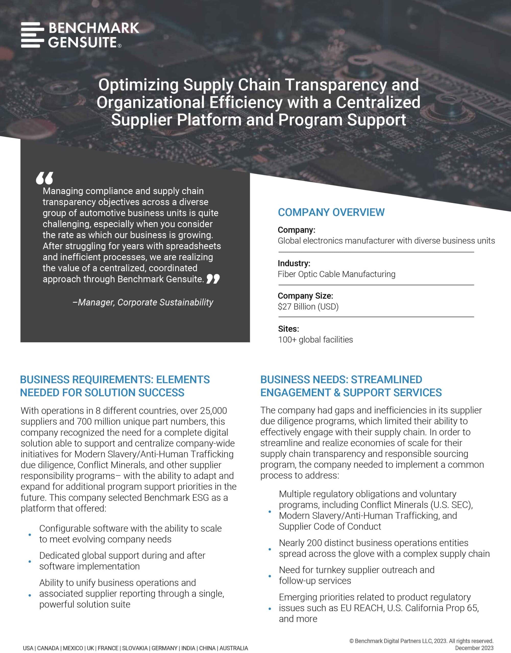 Optimizing Supply Chain Transparency and Organizational Efficiency with a Centralized Supplier Platform and Program Support