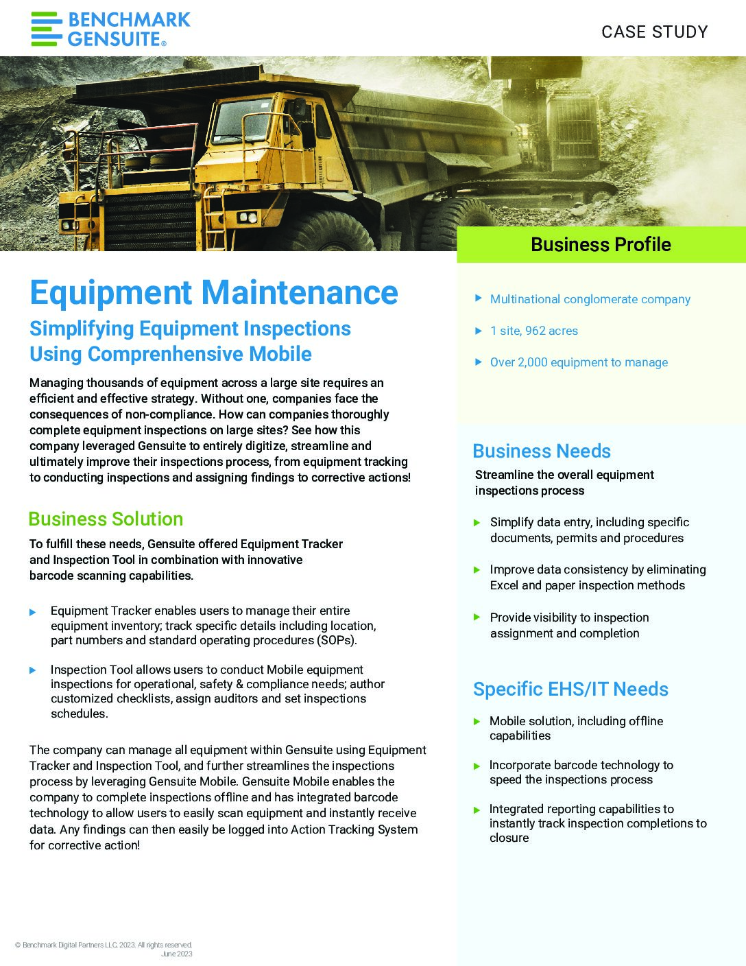 Equipment Maintenance Mobile Inspections Mining
