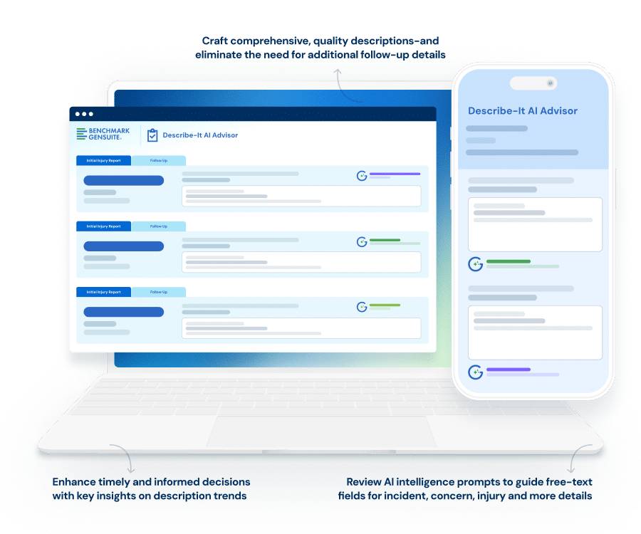 Screen illustration of Describe-It AI Advisor software