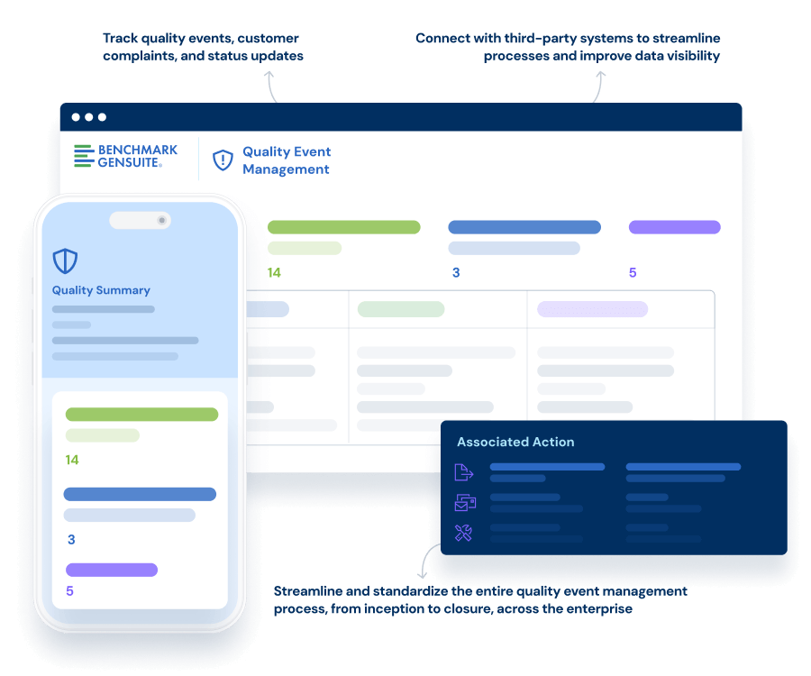 Screen illustration of quality event management software