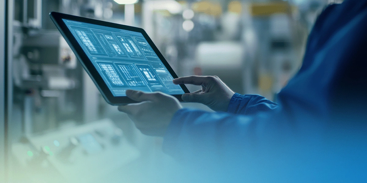 Illustration of ISO 9001 quality management system digitalization in manufacturing.