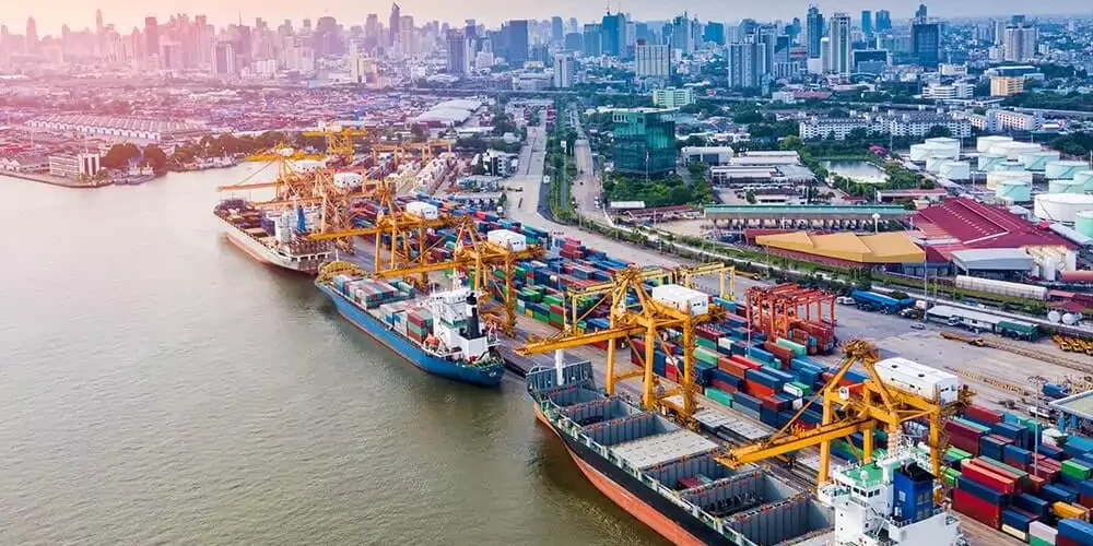 Ship containers on pier