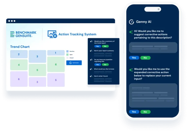 Benchmark Gensuite's screenshot illustration of desktop and mobile apps