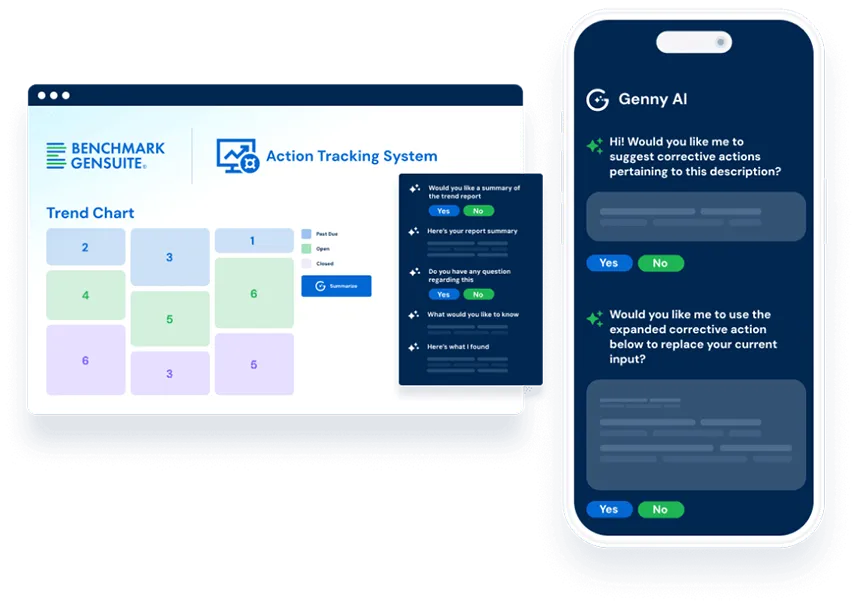 Benchmark Gensuite's screenshot illustration of desktop and mobile apps