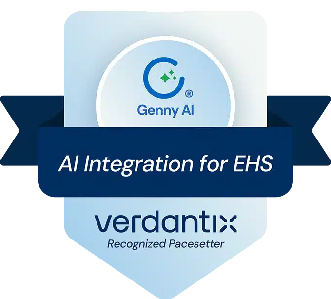 Bue badge with Genny AI logo and text for AI Pacesetter recognition from Verdantix