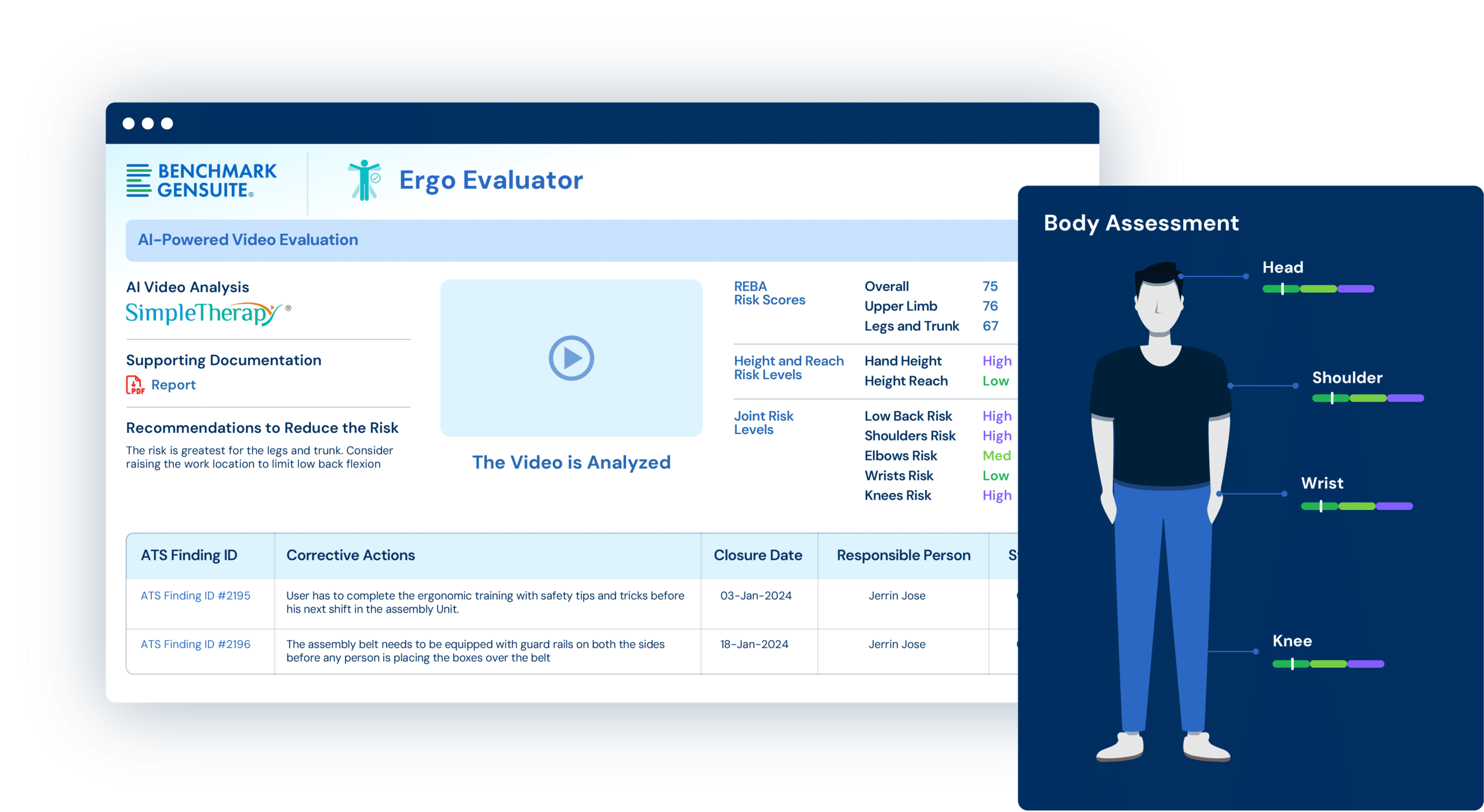 Illustrazione della schermata dell'app Ergo Evaluator.