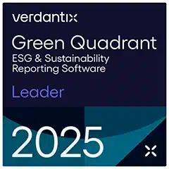 2025 Verdantix Green Quadrant Leader Badge for ESG & Sustainability Reporting Software