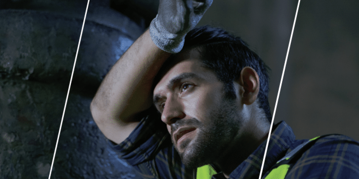 Employee wearing personal protective gear working in hot temperatures