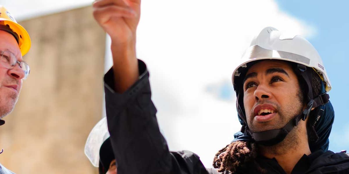 Workers Wearing Hard Hats