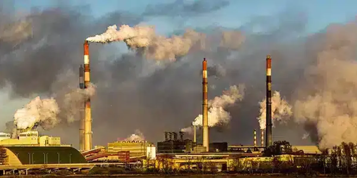 chemical plant in Poland emitting huge amounts of smoke, dust and pollutants emitted into the atmosphere